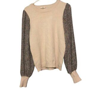 Size S- Entro Beige and floral sleeved sweater